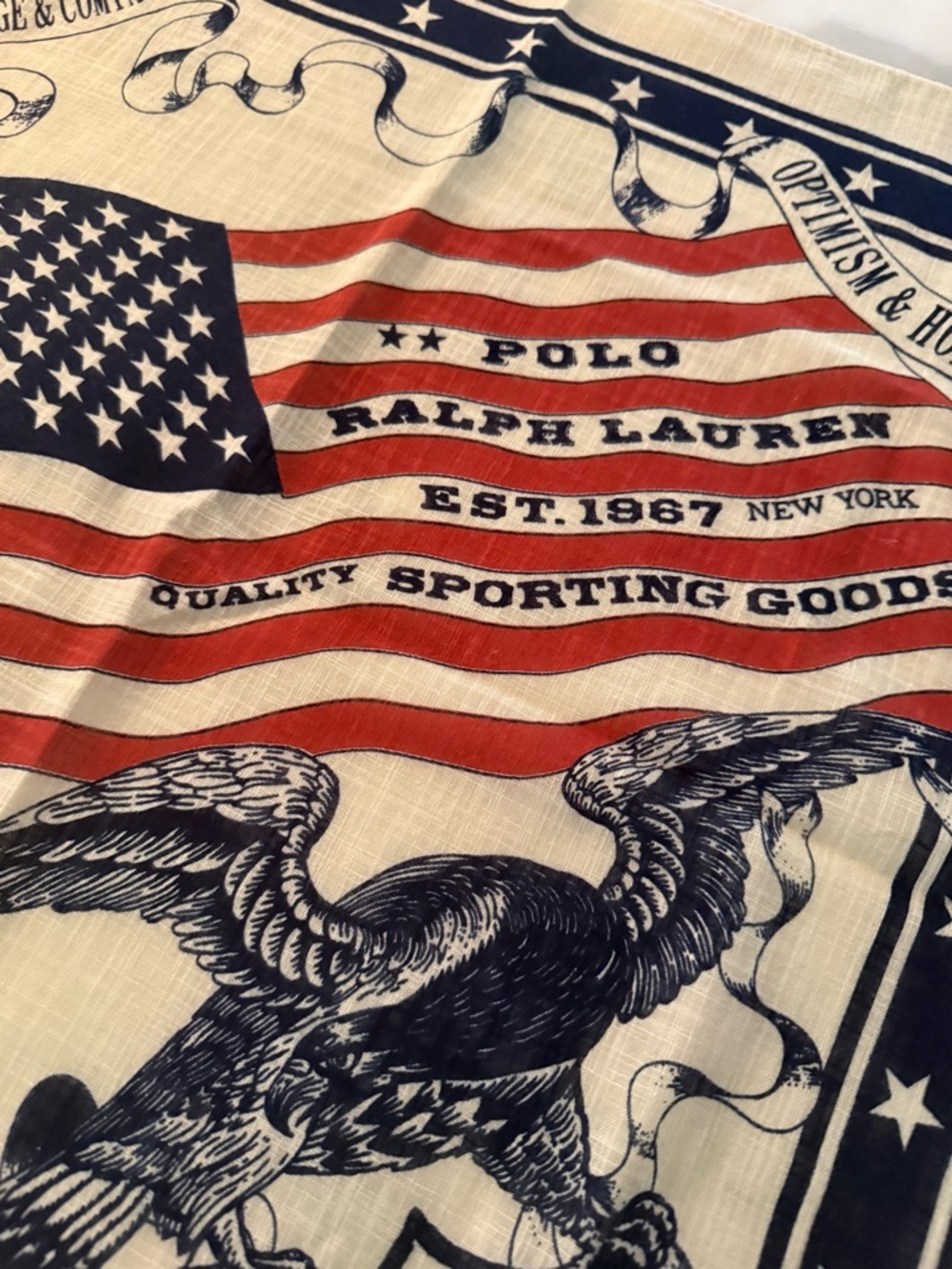 Ralph Lauren Patriotic Flag Bandana in Red, Navy, Cream - Picture 2 of 3